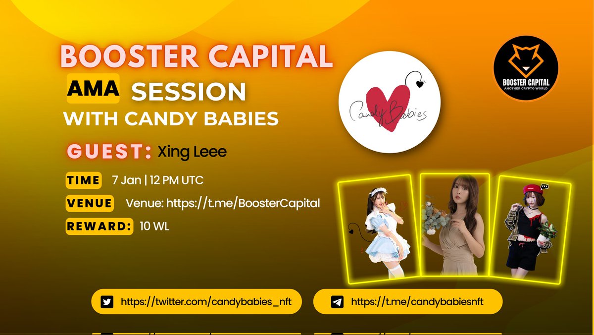 BoosterCapital1's tweet photo. 🎊Congratulations to the lucky winners.AMA session With   @candybabies_nft

1️⃣ @ASHIK_85759
2️⃣ @soarspace
3️⃣ @TanjimAnglina
4⃣ @Arishakhan123
5⃣ @NuraLam_696
Note: 💰To Claim Your Reward. Then Dm Polygon address on TG @Eli_Mark. Within 12 hours otherwise you will be disqualified. https://t.co/KHVHFiOZcg