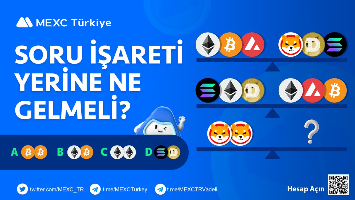 🧩Sizce soru işareti yerine ne gelmeli?

💰Doğru cevabı yorumlara yazın, 10 #USDT ödül kazanma şansını yakalayın! 

📌Ayrıntılar: bit.ly/3k4imCz

#MEXC #BTC #ETH #SOL #DOGE #AVAX #shiba
