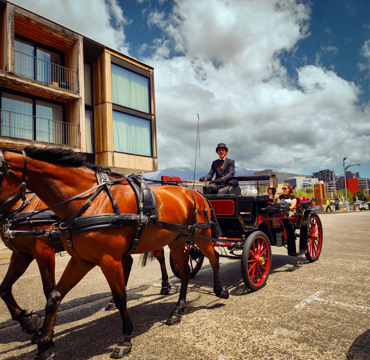 Heritage Horse Drawn Carriages in Hobart.

#horses #horseandcarriage #carriage #sunnyday #sunny #Hobart #Tasmania #tasmanianscenery #photo #photoart