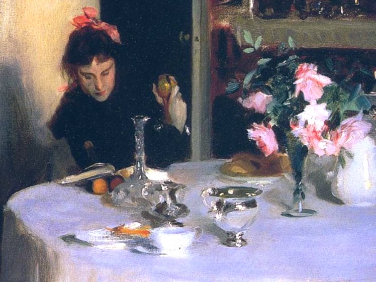 #JohnSingerSargent  La Table de petit déjeuner.  1884 #peinture