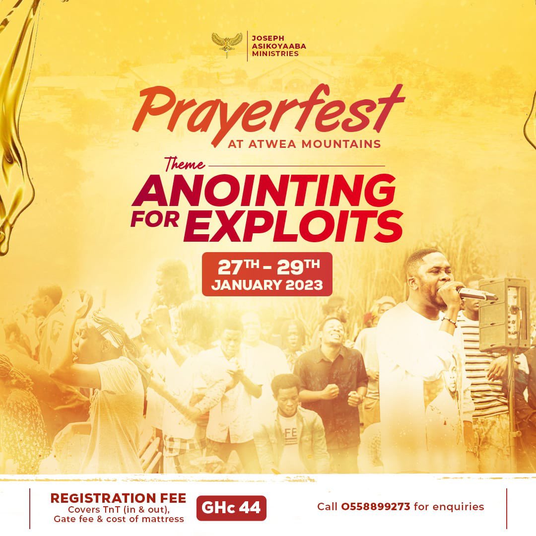 SHEPHERDITES's tweet photo. PRAYERFEST’23 | Anointing For Exploits
27-29th January | Atwea Mountains
Call 0558899273 For More Enquiries
#TLS #Atwea #shepherdites🔥 https://t.co/HHJJM3nTHY