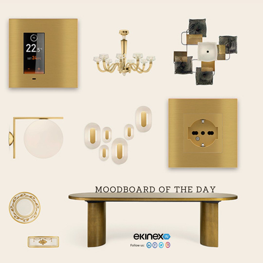 Mood board of the day.
Renovate your living space.
Signum series knx switch made in Italy, made in Ekinex
ekinex.in

#madeinitaly #knx #iot #knxproducts #madeintialy #brass #finishing #leddisplay #homeautomation #switches #italiandesign #technology #interiordesign