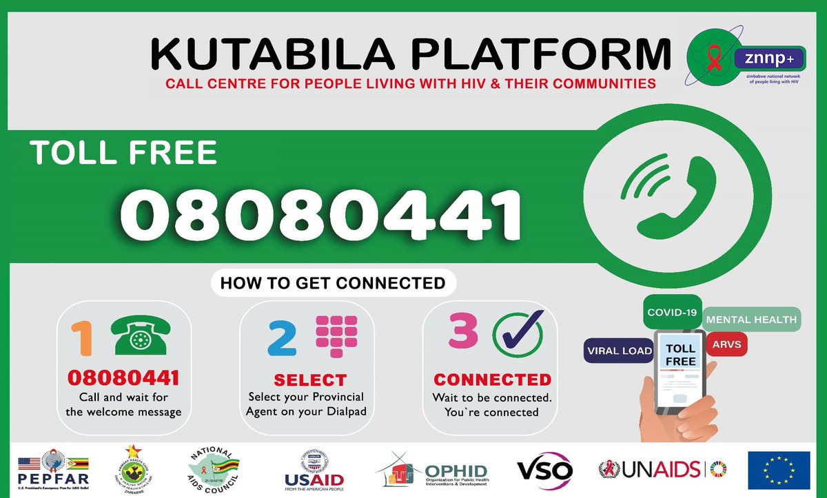 Did you know, one can get free medical, psychiatric, and legal support, on #HIV related issues, through our KUTABILA Platform. Just #Toll_Free on 08080441 to get connected to a doctor, psychiatrist, or lawyer. #TakeAction