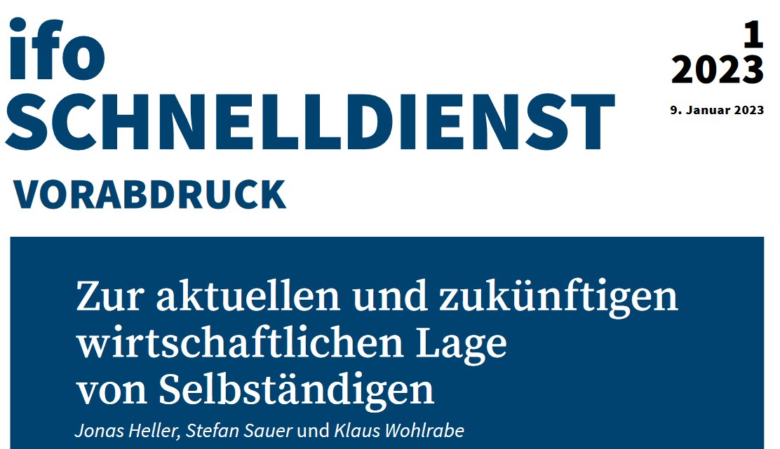 Jetzt erschienen #ifoSchnelldienst "Zur aktuellen und zukünftigen wirtschaftlichen Lage von Selbständigen" <a href="/KlausWohlrabe/">Klaus Wohlrabe</a> <a href="/StefanSauer23/">Stefan Sauer</a> Jonas Heller ifo.de/publikationen/…