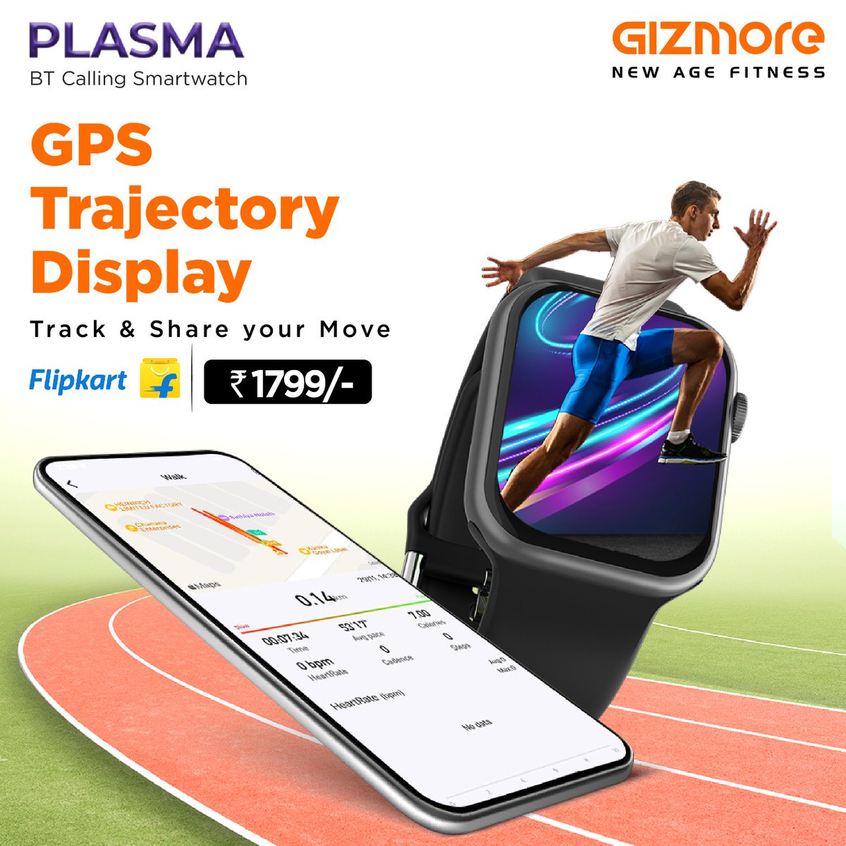 gizmoreindia's tweet photo. Sweat it out and flaunt it on social media. Let your followers be in awe of you. Check out the newly launched #GizFit Plasma #Smartwath with #GPS Trajectory.  Buy Now:https://t.co/tPAG2kYj7c #NewAgeFitness #Health #Fitness @Flipkart https://t.co/lKMsY8COpE