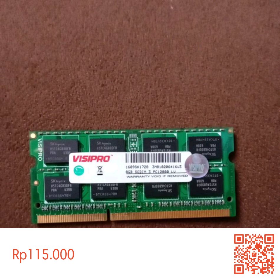 Saya menjual RAM SODIMM DDR3L PC 12800 LV (LOW VOLTAGE) seharga Rp115.000. Dapatkan produk ini hanya di Shopee! shp.ee/a8x69kw #ShopeeID