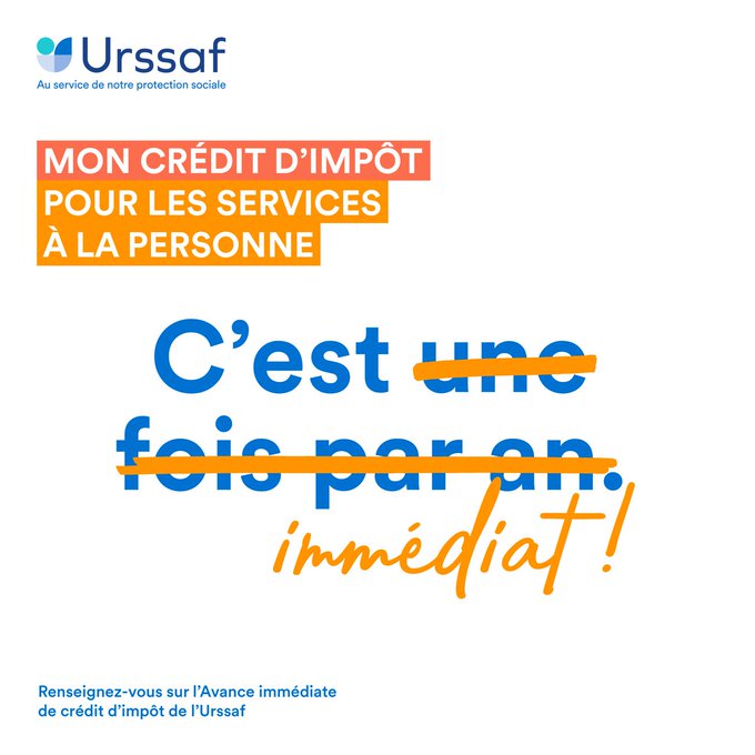 Urssaf_IDF's tweet photo. Connaissez-vous le service #AvanceImmediate proposé par l'Urssaf ? Il permet de déduire le montant de votre crédit d’impôt du montant dû à votre organisme de services à la personne au fur et à mesure de vos paiements : https://t.co/f89Ne9yIGL https://t.co/LrE0gxRICv