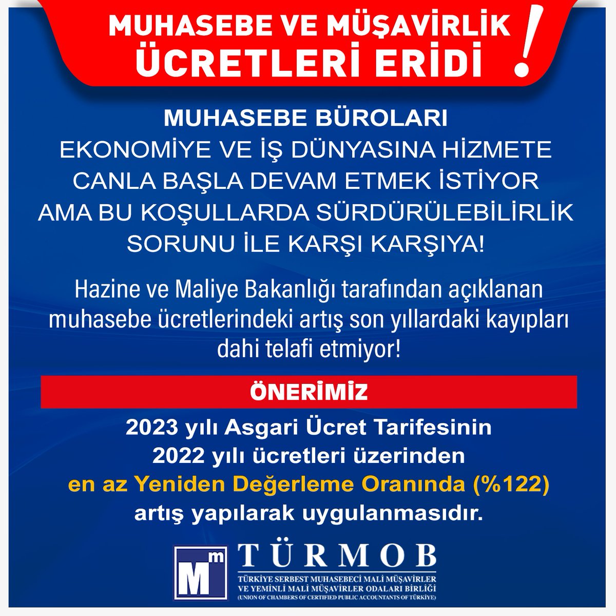 MUHASEBE VE MÜŞAVİRLİK ÜCRETLERİ ERİDİ!..

👉 bit.ly/3CxEWKq

#türmob