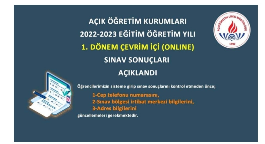 Açık Öğretim Lisesi öğrencilerimize önemle duyurulur.