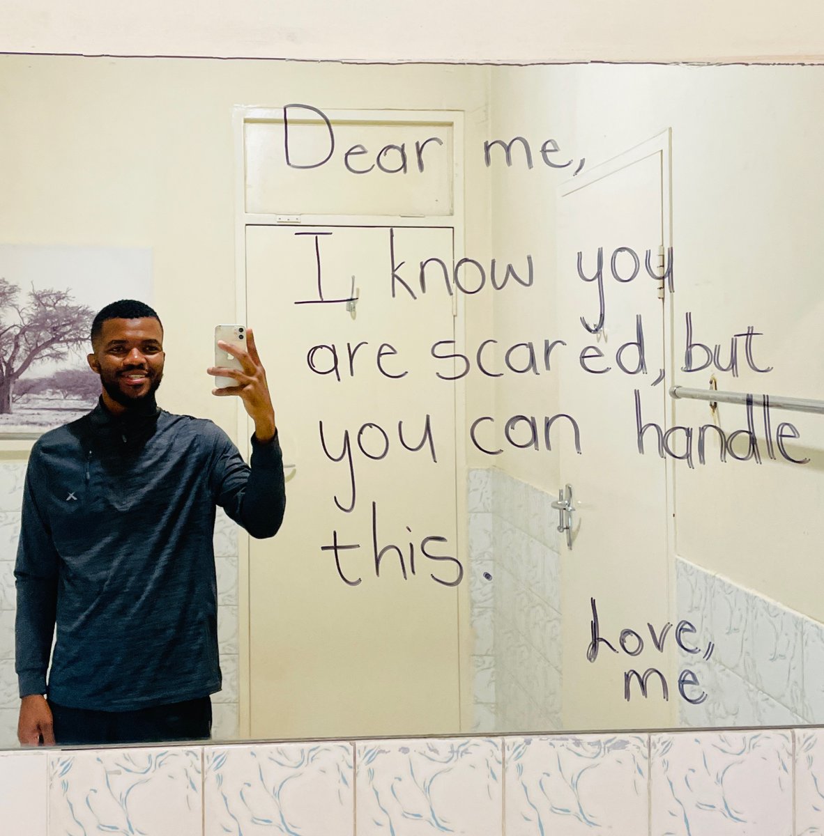 guy_maluleke's tweet photo. Dear me,
I know you are scared, but you can handle this.
Love,
me
#mirrorquote #mirrorpic #Sizokthola https://t.co/QcEPcnqwMk