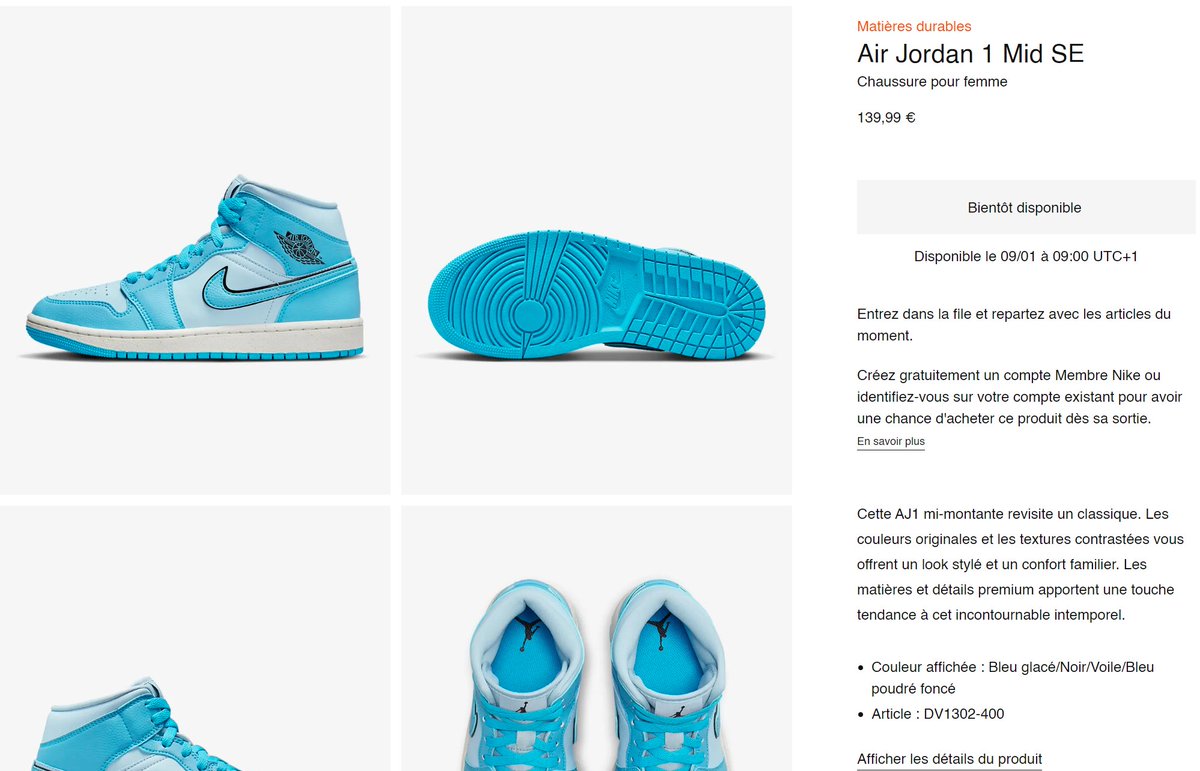 raffle_sneakers's tweet photo. OUT in 10 minutes

Air Jordan 1 Mid SE Ice Blue

BE: https://t.co/BYIrPz1zCz
DE: https://t.co/C5YuTvJUj5
ES: https://t.co/HE38M8RszB
FR: https://t.co/RKVd6pdpcg
GB: https://t.co/5m1MM4jVNY
IT: https://t.co/Y9gdCoFtqX
NL: https://t.co/uGzDbHCcpj
PT: https://t.co/MbLhpfPbWI https://t.co/9zSMzAwWeR