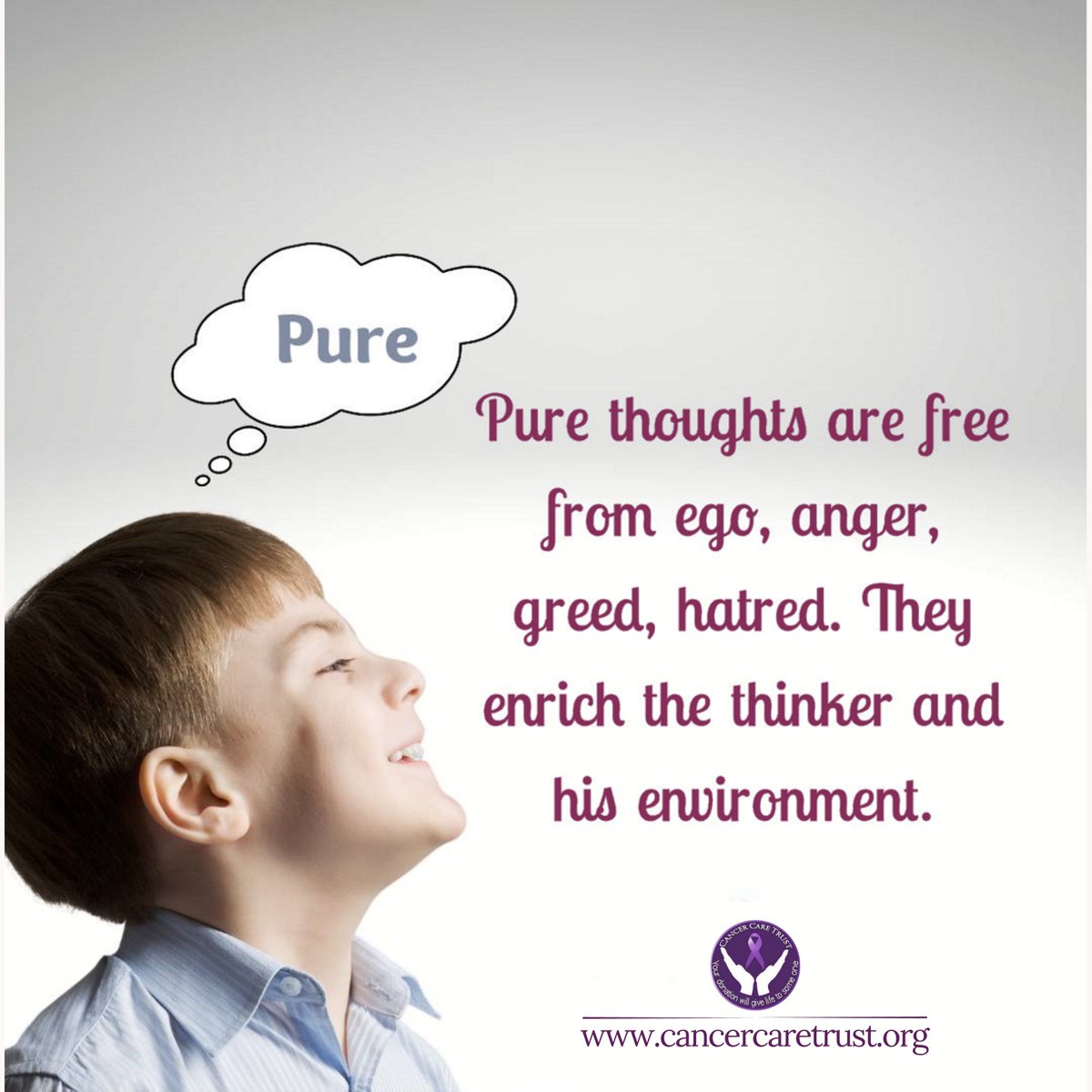 can_care_trust's tweet image. My thoughts create my world so I choose to think only pure &amp;amp; elevated thoughts. Pure thoughts builds my self esteem and benefits my surrounding. These pure and creative thoughts arise from the core of being and so they are selfless and free from any vices.
#PureThoughts