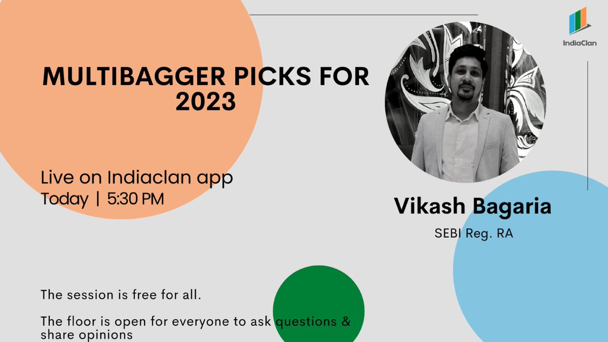 indiaclan's tweet photo. Still wondering, which stock to pick this new year for better returns?
We can help you! Join us Today @ 5.30PM.
An exclusive webinar by @CHARTNTRADE1 a SEBI Reg.RA with more than 15 years of experience in the market.
Only on the IndiaClan app.
Download now:https://t.co/moDFbVVnj8 https://t.co/vdzfHacZbV