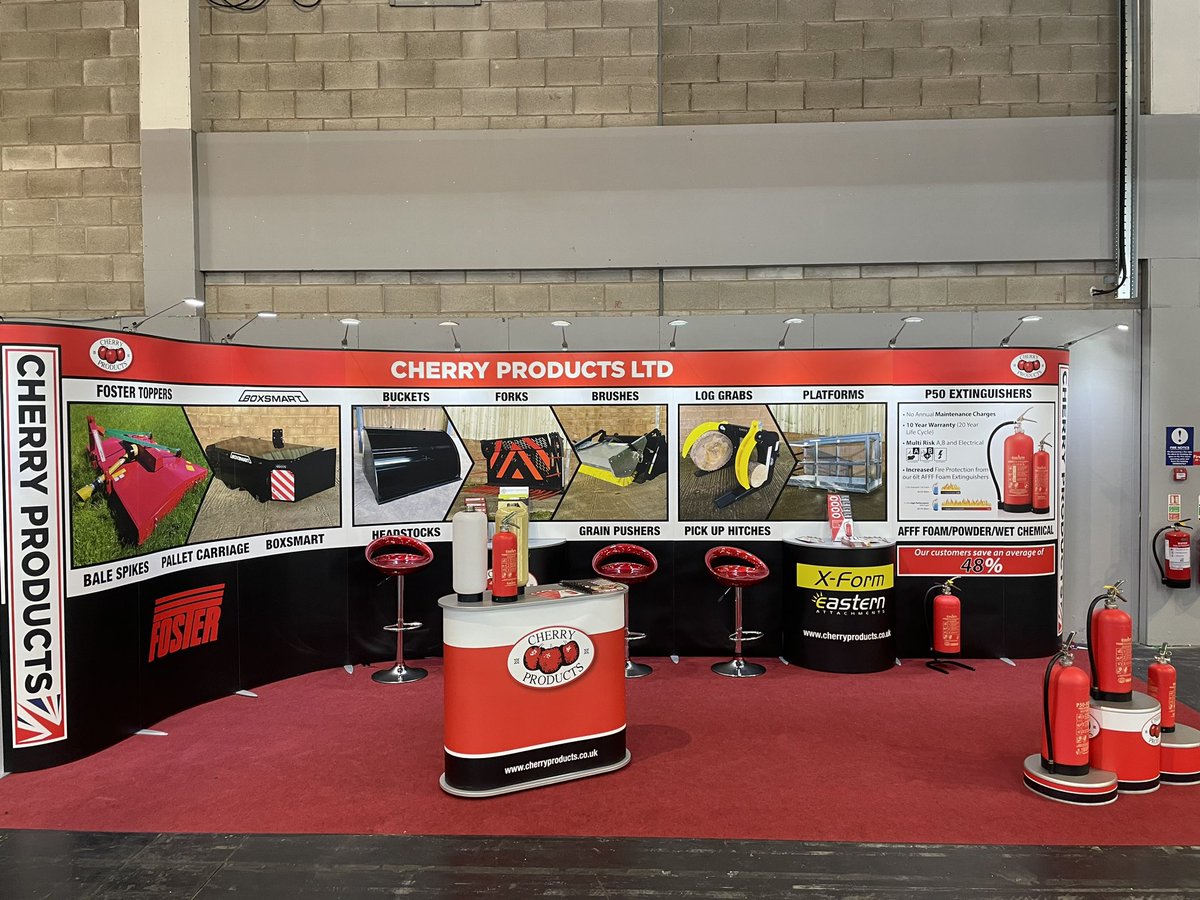 CherryProducts's tweet photo. All set for the next two day! LAMMA 2023. Come along and see Graham, Fent and Adam in hall 20, to discuss your #telehandler attachments, #grasstoppers and #P50 Extinguishers. Cherry Products Ltd #X-Form, Foster Sales Company Ltd  

https://t.co/zGBMy4tLnh https://t.co/v75Zh7ef5n