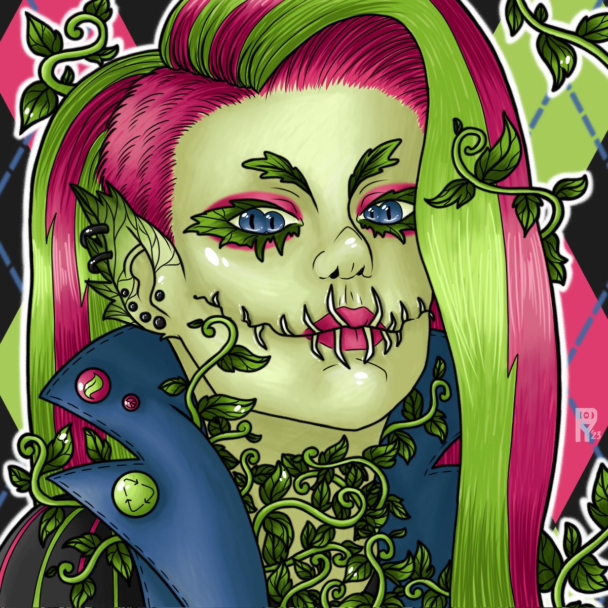 Finally starting to post on here! 
Made a new profile pic for myself of Venus McFlytrap, because I love the punk plant lady.

#VenusMcFlytrap #MonsterHigh