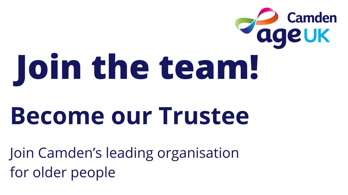 AgeUKCamden's tweet image. We are looking for a #Trustee with relevant skills or lived experience to join our friendly and engaged #BoardofTrustees and take an active part in the strategic direction and decision-making of Age UK Camden. Apply today to be part of our team: ageuk.org.uk/camden/get-inv…