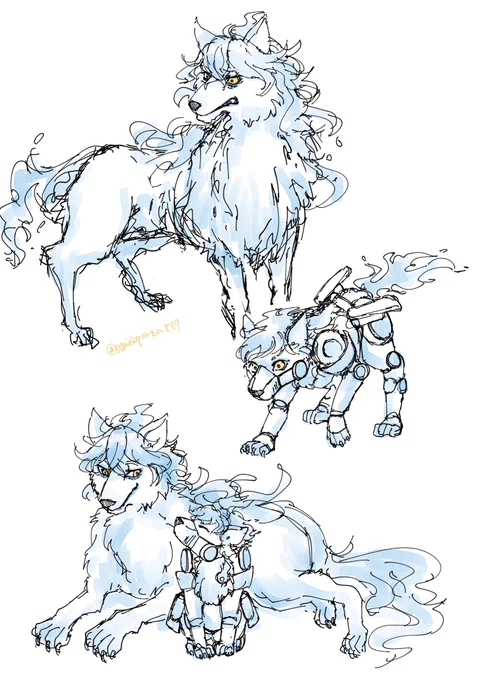 獣化注意オオカミのイデア&amp;オユユと、おまけ寒さに強いオクタ#twstファンアート 