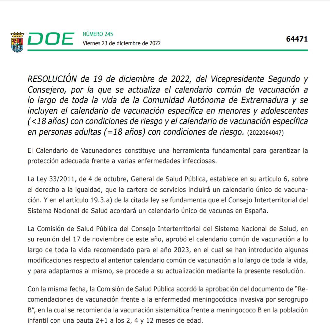 ulady's tweet photo. Señor @jvergelesb en los centros de salud nos están diciendo a las familias que la aplicación de Bexero  es solo para los nacidos a partir del 1/1/23. Esto contraviene lo publicado en el DOE 19/12/22 y que usted firma. ¿Porqué los protocolos de vacunación no se están aplicando? https://t.co/rdjDT1O0jH
