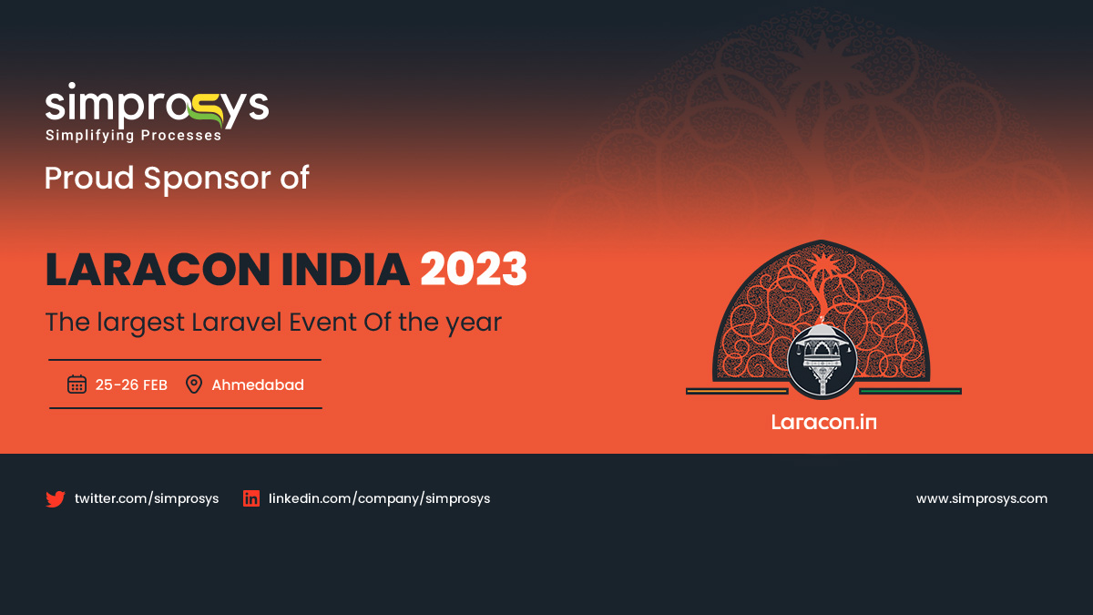 LaraconIN (@laraconin) on Twitter photo We are proud to announce that Simprosys has joined Laracon India 2023 as a Platinum sponsor.
<a href="/Simprosys/">Simprosys InfoMedia</a> is simplifying eCommerce marketing automation for 75K+ merchants globally
Find out more about them at simprosys.com
#LaraconIN We are proud to announce that Simprosys has joined Laracon India 2023 as a Platinum sponsor.
<a href="/Simprosys/">Simprosys InfoMedia</a> is simplifying eCommerce marketing automation for 75K+ merchants globally
Find out more about them at simprosys.com
#LaraconIN