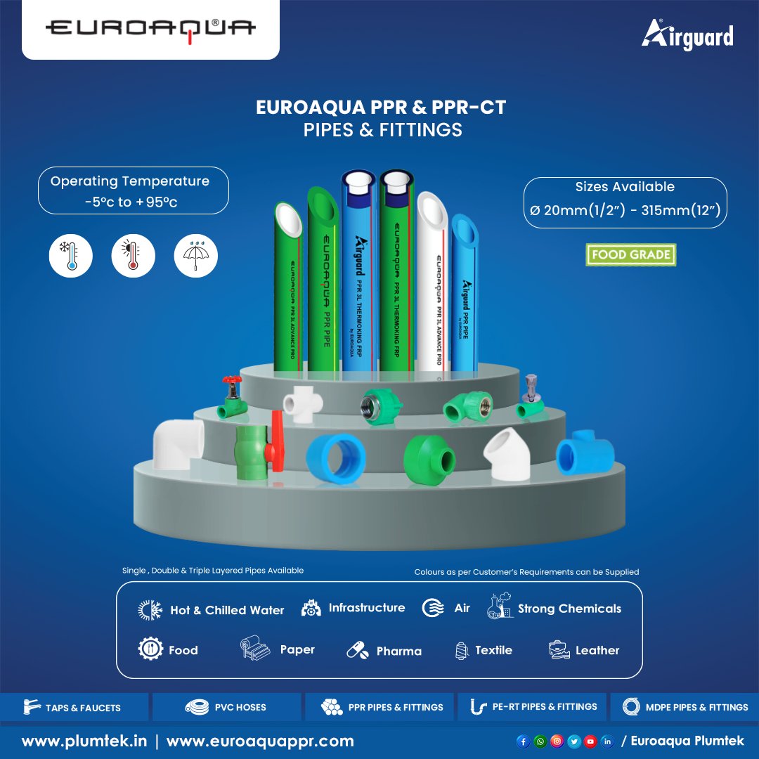 PlumtekMktg's tweet image. 100% Lifetime Leak free pipes

Potable pipe networks for cold and hot water 

#ppr #pprpipe #pprpipes #LeadingManufacturer