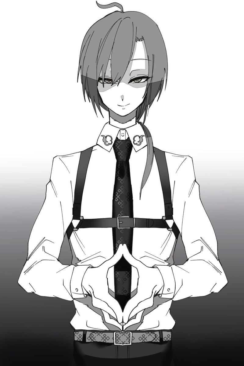solo greyscale monochrome necktie shirt looking at viewer collared shirt  illustration images