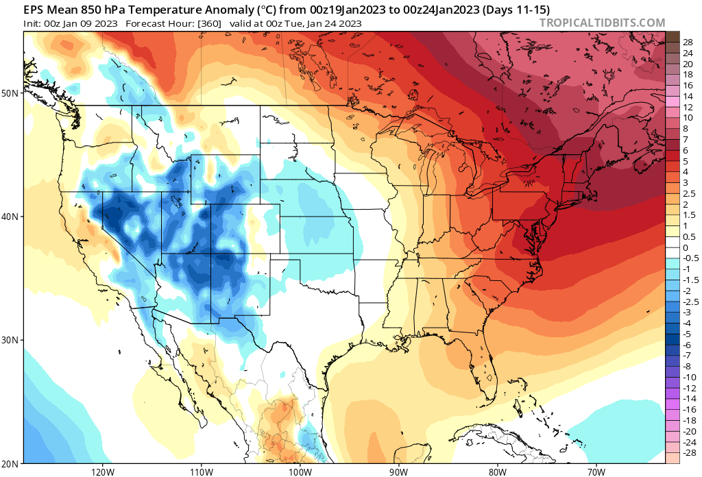 VBryan_wx's tweet photo. Here was our Jan 20 - Feb 2 forecast sent out Fri vs  data this morning for the very start of that period. 

Thinking is that we continue our "cool west warm east" pattern and keep heating demand below avg. 

Eyeing 2nd or 3rd lowest HDD Jan on record (past 71 yrs)
#natgas #oott https://t.co/ZTxrDu5pCe