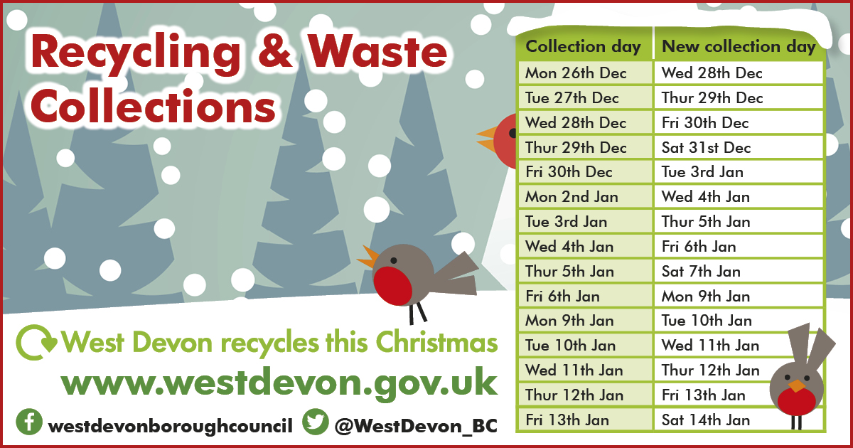 ♻️ 🎅 Reduce, Reuse and Recycle this Christmas🎄 🎀

The Christmas and New Year period will affect when we carry out your waste and recycling collections 👇

For more visit: westdevon.gov.uk/Recycle-Christ…

#WestDevon #Christmas
