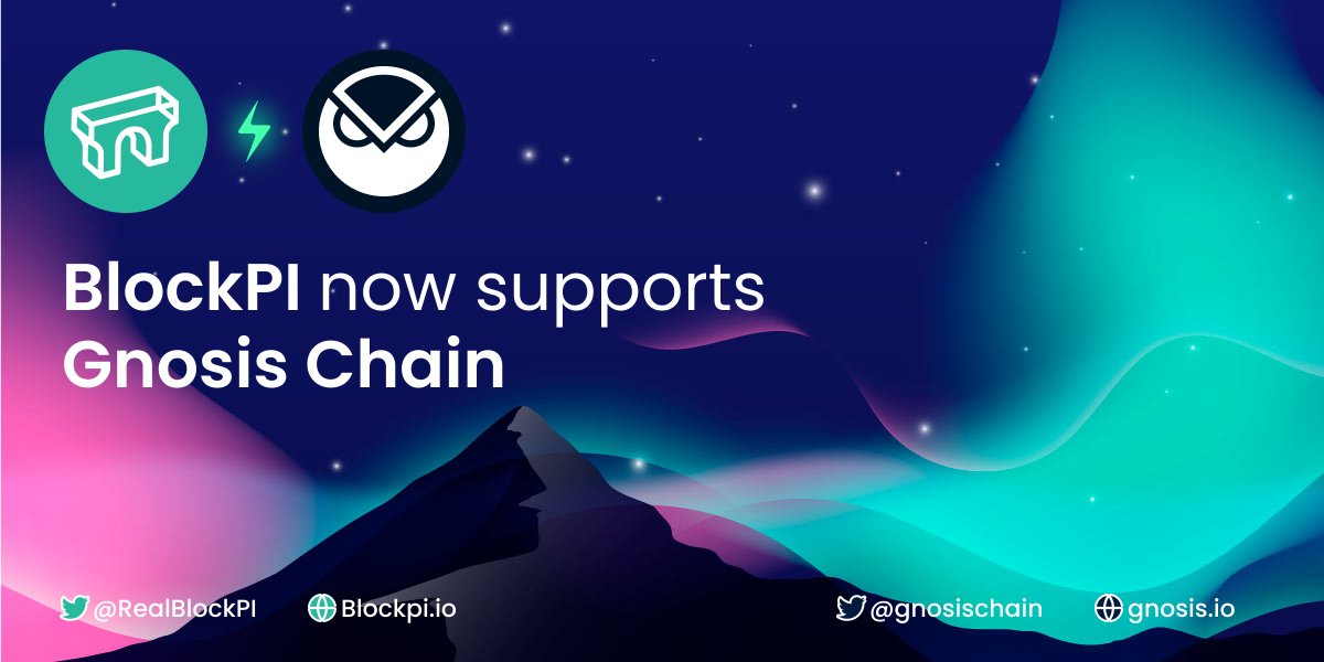 RealBlockPI's tweet image. 📢We are thrilled to announce that BlockPI supports Gnosis now!

Let BlockPI power the @gnosischain community!🚀

Gnosis developers can simply register at blockpi.io and start to build! Your first free package is on us!🎉

@GnosisDAO

#Gnosis #BlockPI #RPC #xDAI