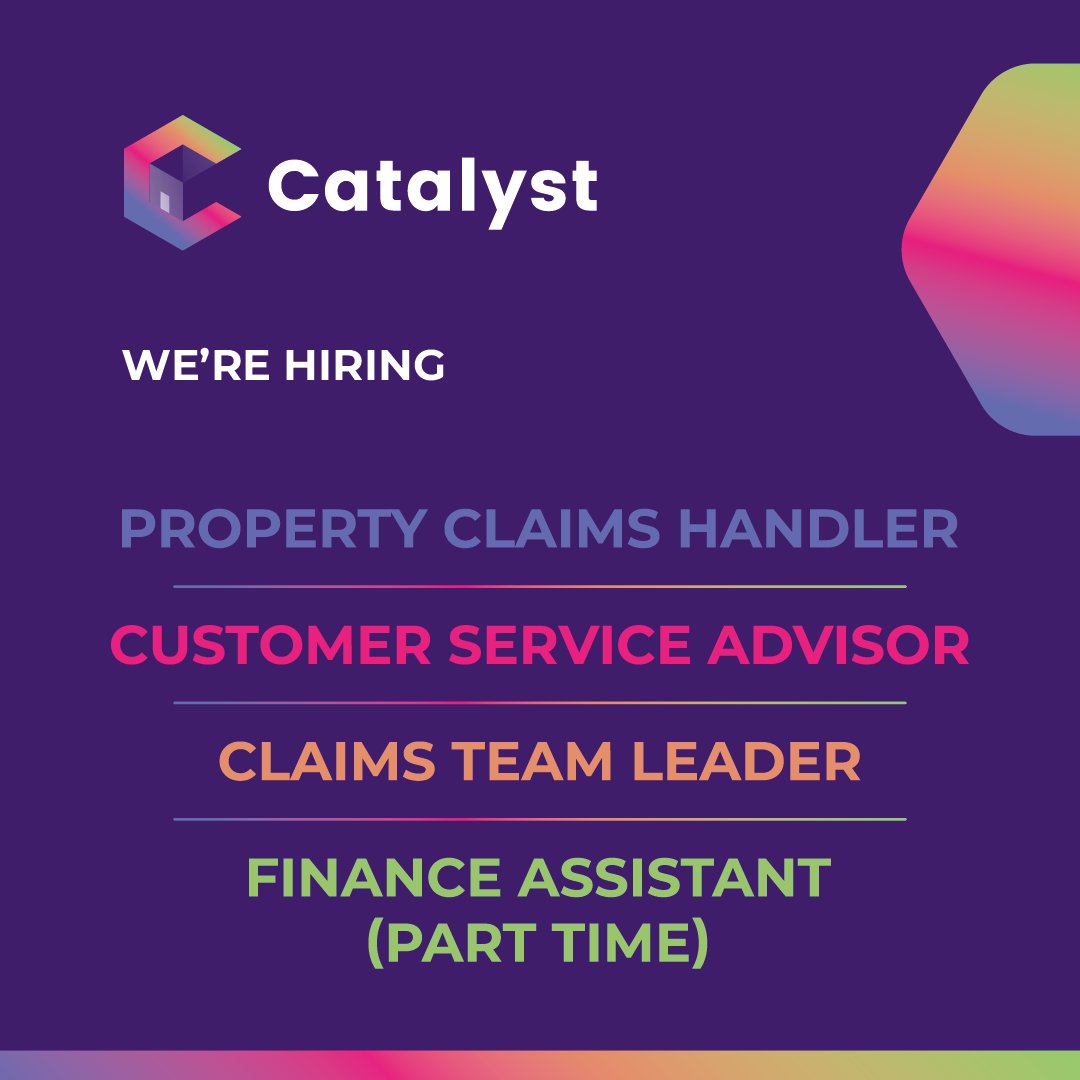 New year, new job?
We're a well-established, innovative company that's growing fast. 
If you're looking to make a change, check out our vacancies: catalystservicesuk.com/jobs/
Join the Catalyst family & experience the difference.
#vacancies #jobs #careers #insurance #northwestjobs