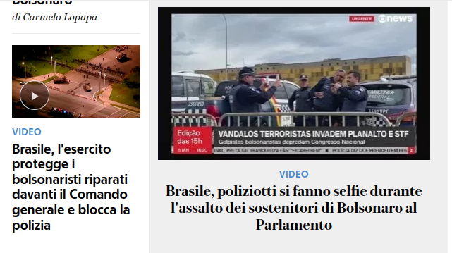 Se l'esercito proteggeva i bolson-ariani ( molto ariani) e i poliziotti si facevano i selfie....non si può più titolare "assalto" ma tentativo di GOLPE!