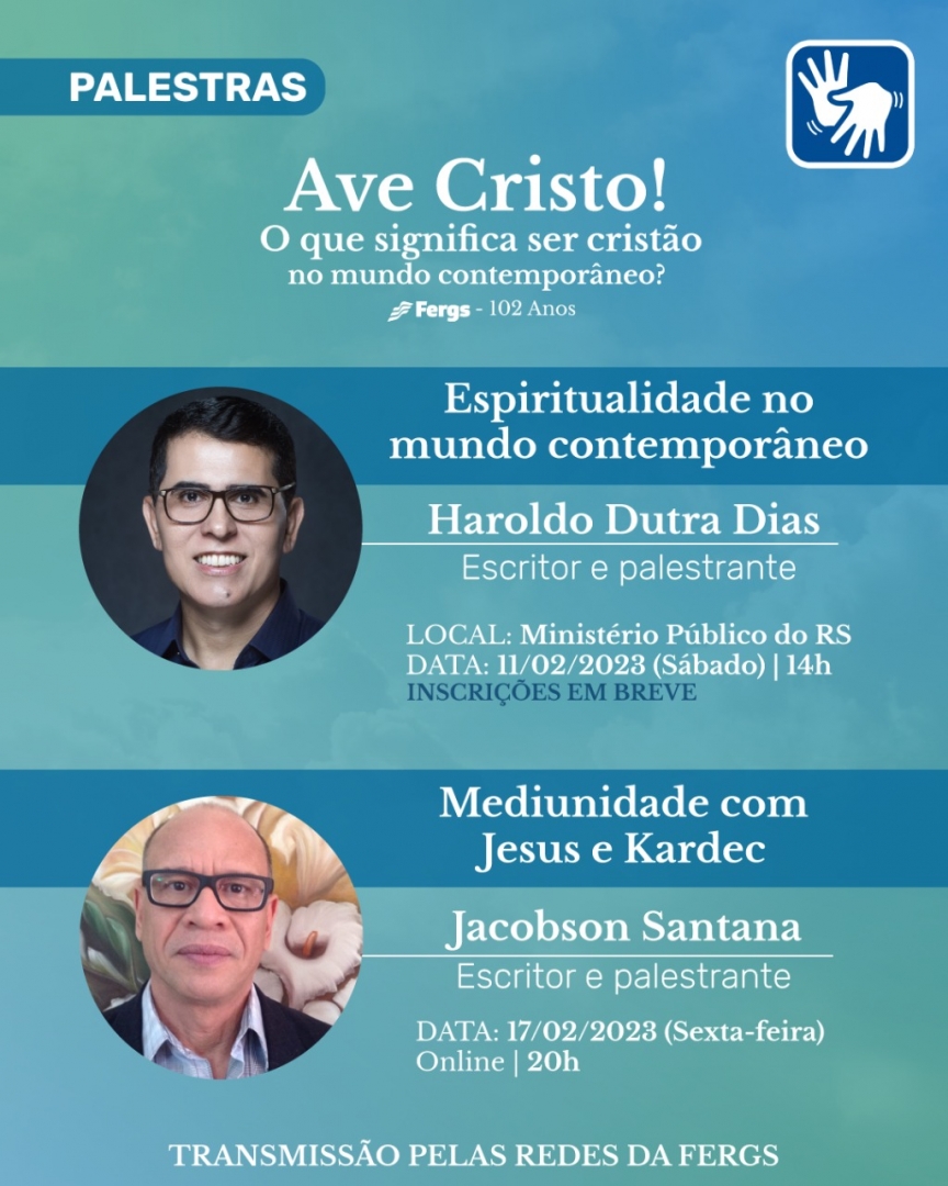 FergsOficial's tweet photo. #102AnosFergs Vamos juntos? ✨

Será possível acompanhar as duas atividades ao vivo pelas redes da Fergs. Participe!

 #DoutrinaEspirita #Fergs https://t.co/0DxhF9ELgw