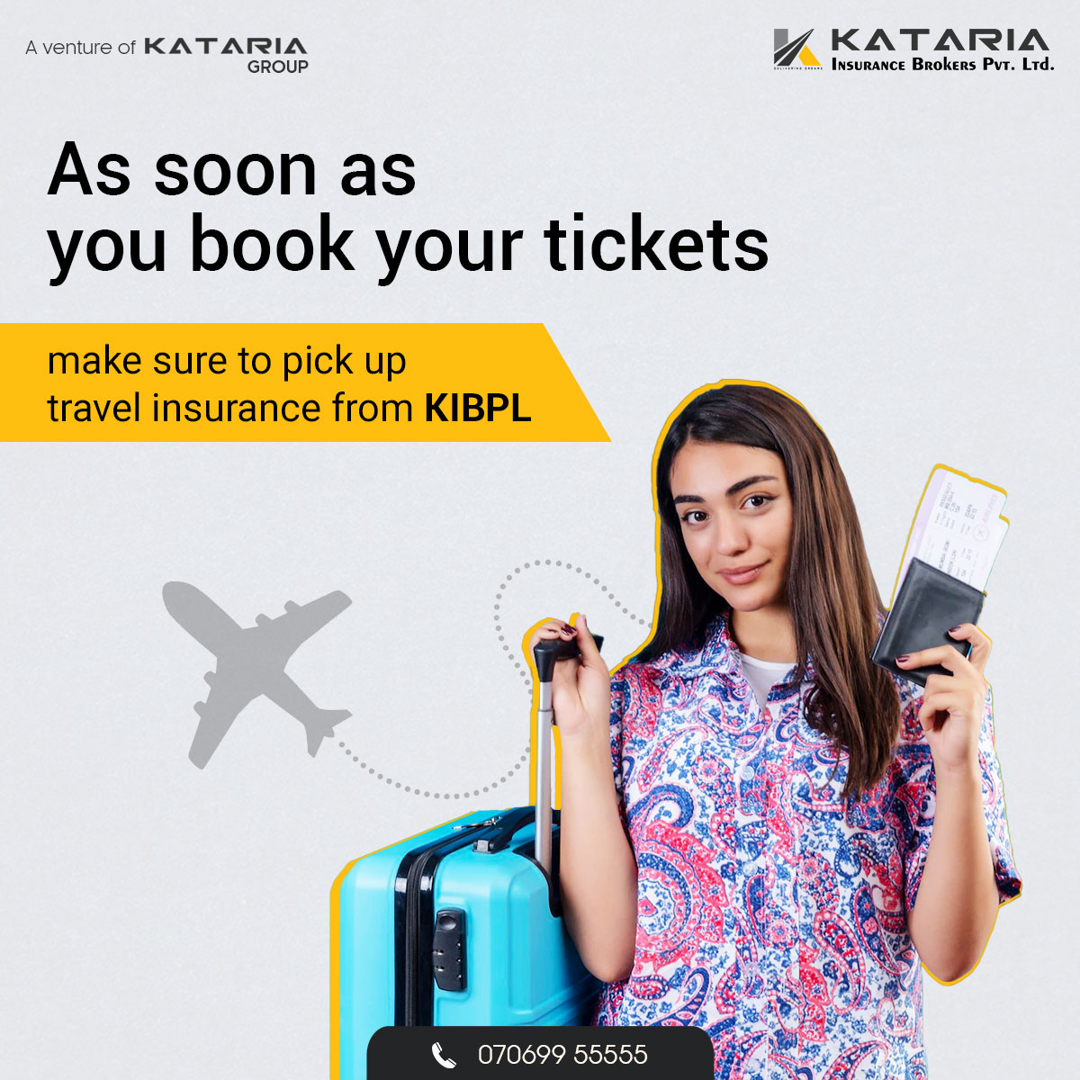 Katariagroupco's tweet image. Confidence in traveling comes from being prepared.

To know more, call us at +91 7069955555 or mail us at kibpl@kataria.co.in

#Kataria #KatariaGroup #KatariaInsurance #Insurance #HealthInsurance #MotorInsurance #TravelInsurance #PersonalAccidentPolicy #HomeInsurance