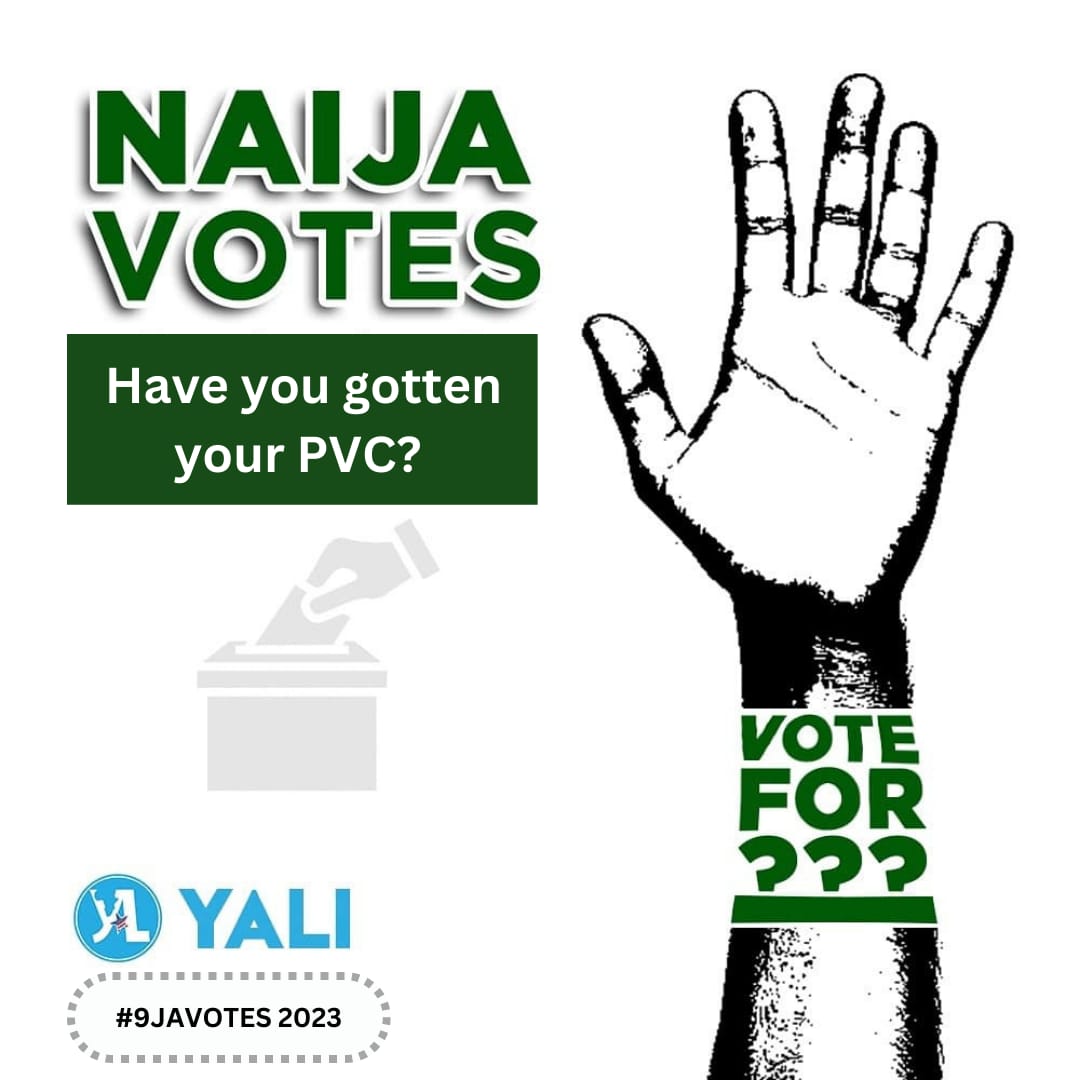 YBayelsa's tweet photo. YALI 9javotes is back!

In 2019, we embarked on a nation wide sensitisation program to promote peaceful elections across the country. 

We've brought it back!

It starts today with an online campaign for PVC collection and promotion of youth participation in the coming elections. https://t.co/bNU6fCCeaX