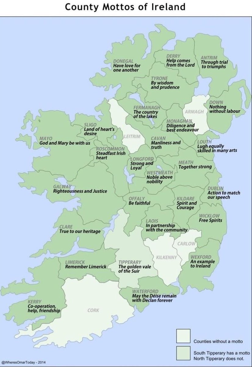 𝗖𝗼𝘂𝗻𝘁𝘆 𝗠𝗼𝘁𝘁𝗼𝘀 𝗼𝗳 𝗜𝗿𝗲𝗹𝗮𝗻𝗱 🇮🇪 

#motto #ireland #irish

Credits: Reddit/IsabelWritero