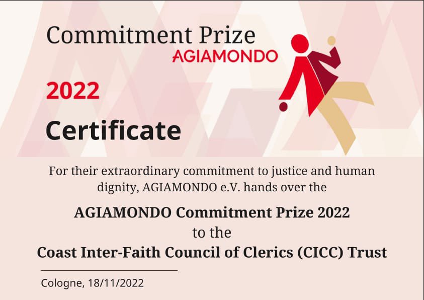 CICC Trust is so proud for winning this award. The recognition of the work of religious leaders and clerics demonstrates the transformative power of faith.
