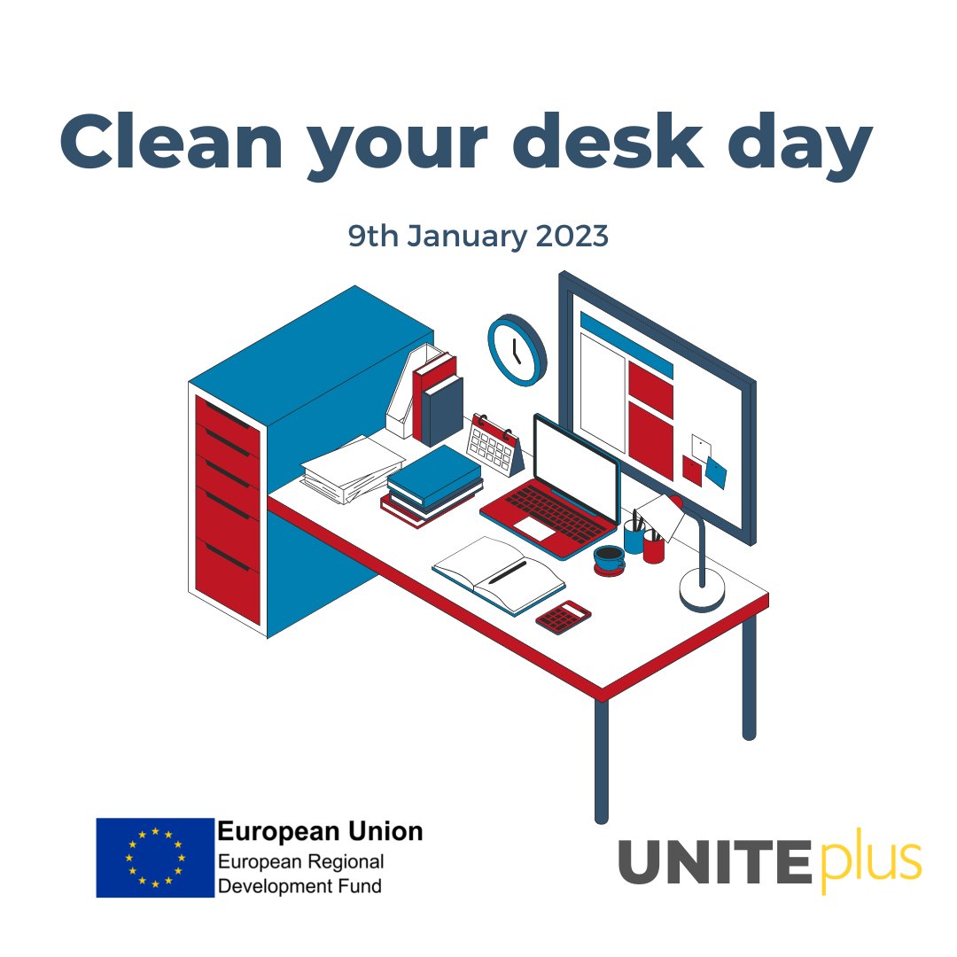 January is the best time of year to get re-organised. 
Cleaning up your desk is an easy way to lead to a productive day #CleanYourDeskDay #UCLanUNITEplsu
