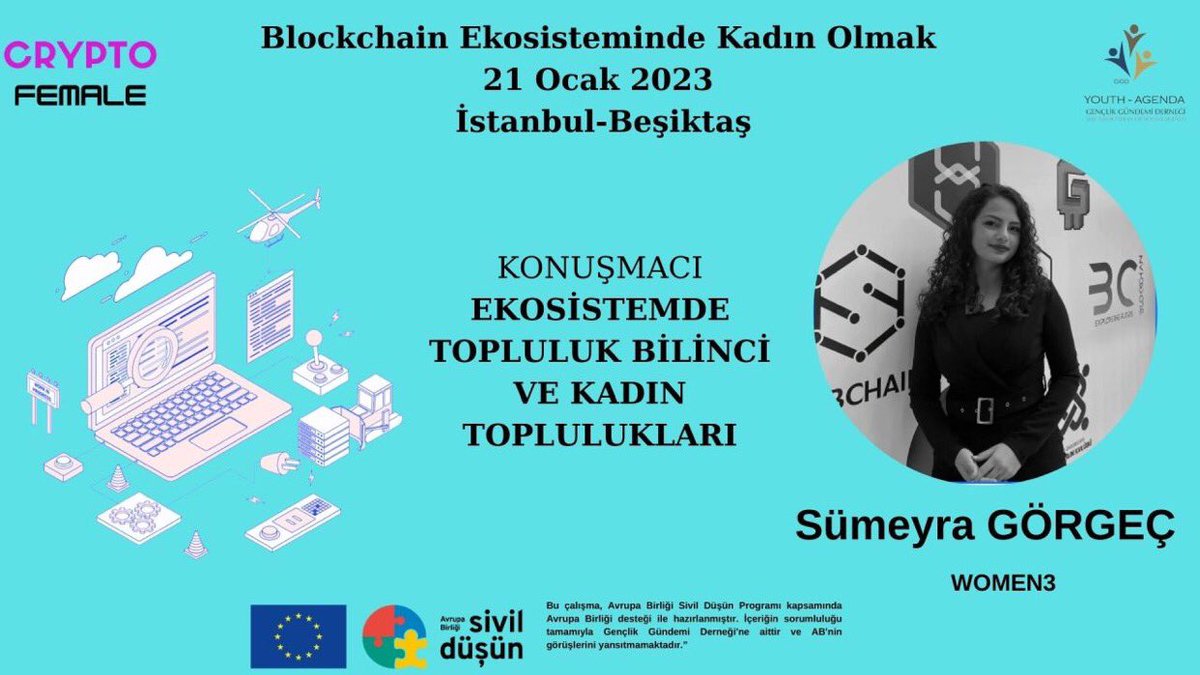 cryptofemale_'s tweet photo. Başarı destekten gelir💞🤝

Blockchain endüstrisine katkıda bulunan tüm kadınları selamlıyoruz 🙌🌟

“Ekosistemde Topluluk Bilinci ve Kadın Toplulukları”konuşmasıyla @SumeyraGorgec konuşmacı olarak sahnede yer alacak. 

@EU_Commission 🇪🇺 @SivilDusun 

#blockchain #web3 #nft https://t.co/yI4k56lrmq