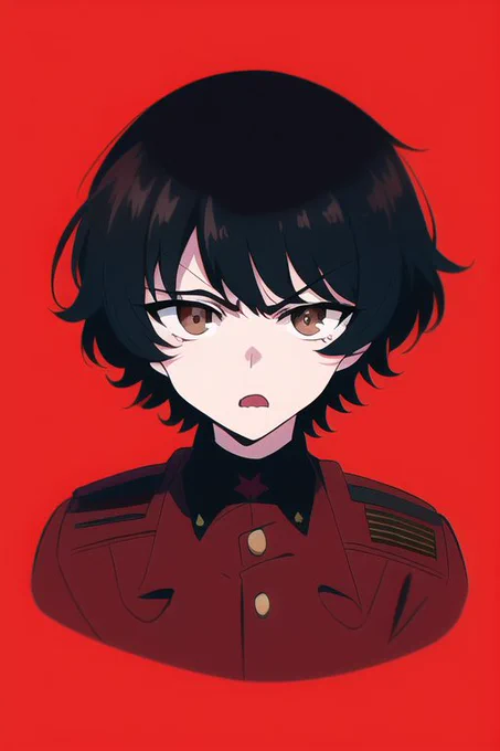 #NovelAI スプートニク高校1年「マルフーシャ」普段は物静かな優等生タイプだが、戦車に乗りこむとアグレッシブな言動になる。威力偵察を得意としており、その逃げ足の速さは脱兎のよう。もっとも被撃破率の高い役割だが、決して怯むことの無い勇敢さと引き際を見極める冷静さを持つ。 