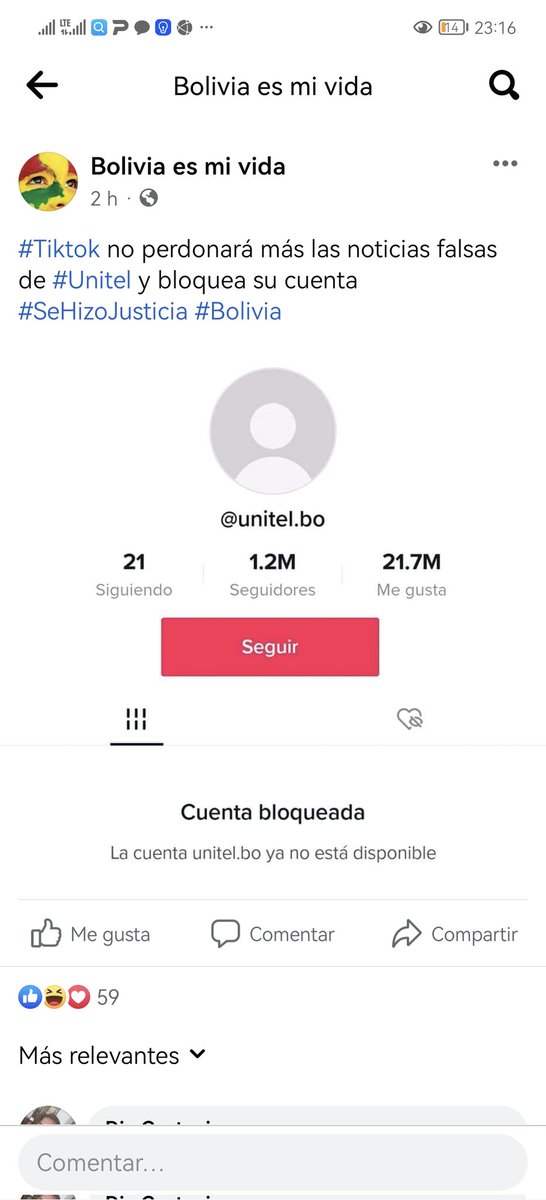 Edmundo_Nogales's tweet photo. #TikTok borró la cuenta principal de #Unitel en esa red social por generar información falsa, amarillista y parcializada
Buen inicio de semana
#UnitelMiente
#BoliviaHaceJusticia https://t.co/TY488LOYv2