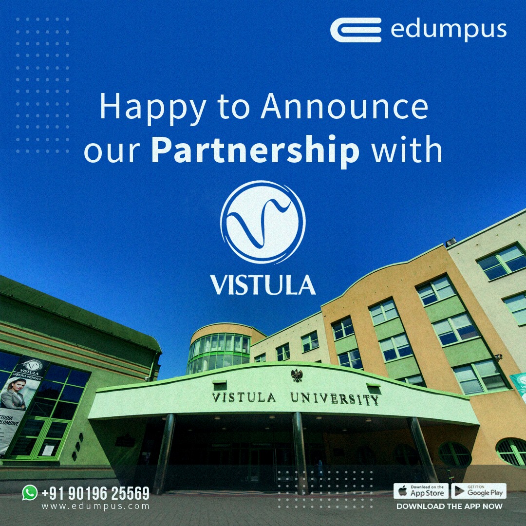 Edumpus's tweet photo. A fresh beam of light has been spread on us by acquiring a partnership with Vistula University!
.
.
#edumpus #studyabroad https://t.co/4fddOxP8IE