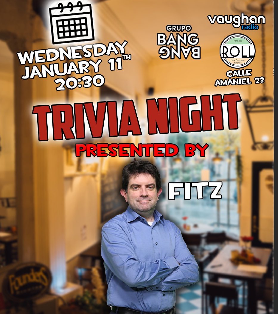 imalbertoalonso's tweet photo. Don’t miss the first Trivia Night of 2023 hosted by the one and only @Fitzcork https://t.co/ux5WifSnou