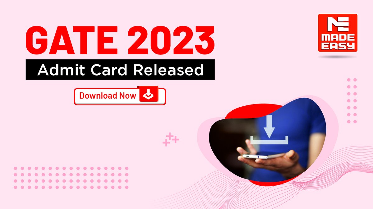 MADEEASY_Delhi's tweet photo. GATE 2023 admit card is NOW AVAILABLE!
Know the details here: ‘GATE 2023 Admit Card released - Download Now’!
All the best for your GATE 2023 exam!

Visit: https://t.co/SKbmBnhoS5

#GATE2023 #Admitcard #GATEadmitcard #GATEadmitcard2023 #AdmitCardDownload #HallTicket #MADEEASY https://t.co/FU5HiCIxbJ