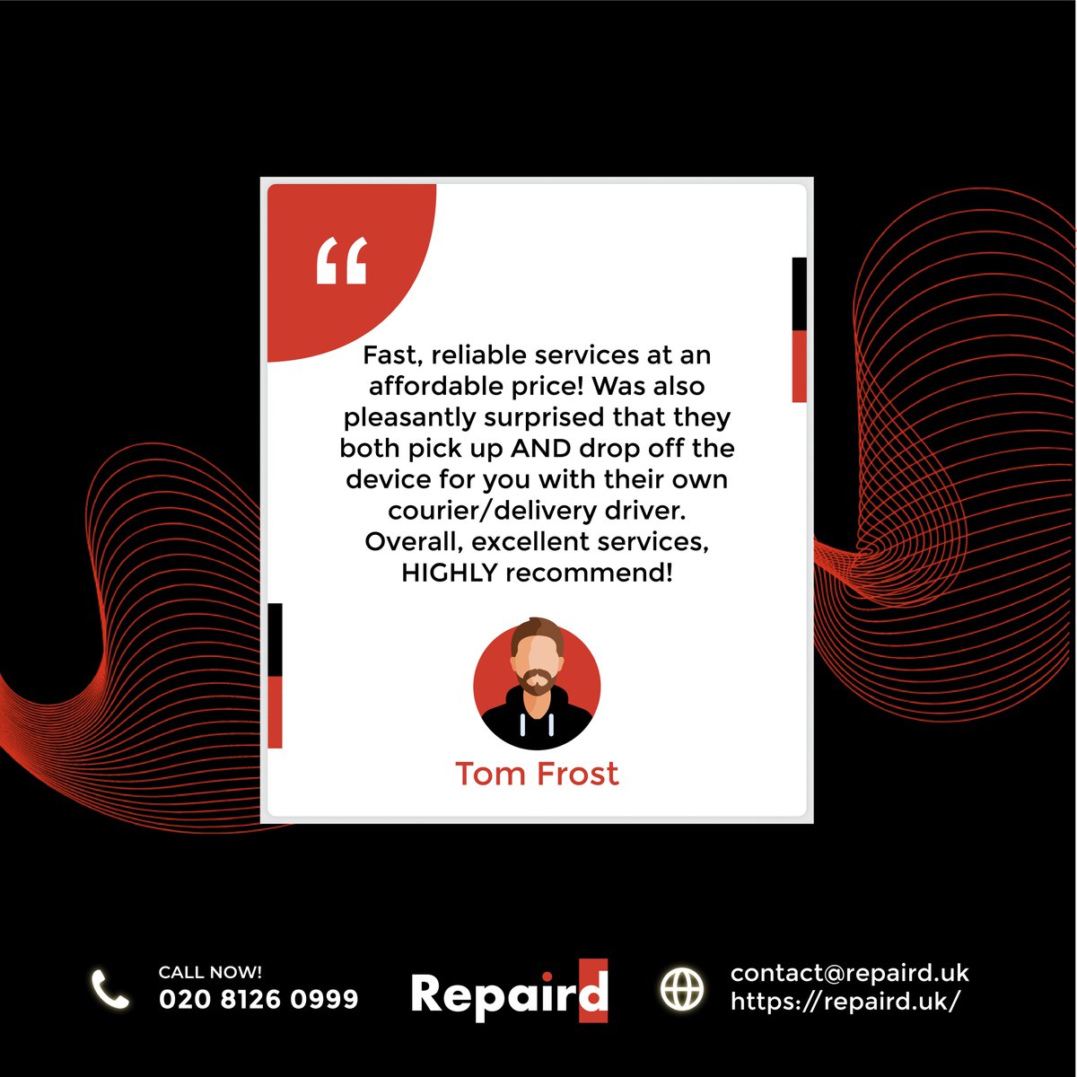 repairdaemon's tweet photo. Be our valuable customer.

One stop solution for all your tech screen repairs. Contact now and get exciting offers. https://t.co/8zHFAH1vUZ | 020 8126 0999 | contact@repaird.uk

#customersatisfied #customer #mac #applerepair #applespecialist #repairshop #repaird https://t.co/LZ6lmFU8hD