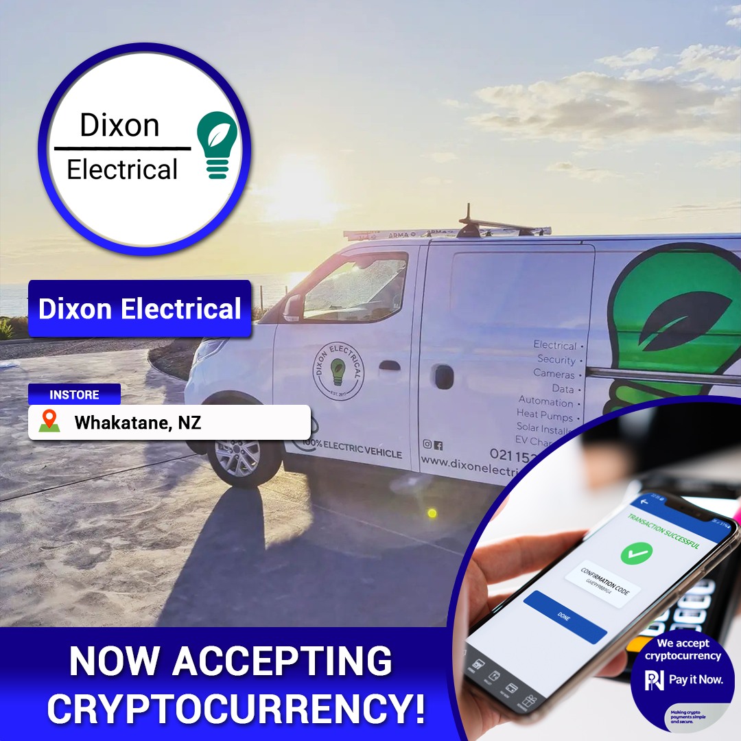PayItNow_PIN's tweet photo. Dixon Electrical has joined the #pin_network and is now accepting crypto payments!
Visit https://t.co/zwJrdP1pSh for more info
Are you an electrician? Why not sign up to become a #pin_partner at https://t.co/NdHPBjqKRn and start accepting cryptocurrency in your business today! https://t.co/TtsEX2GZN6