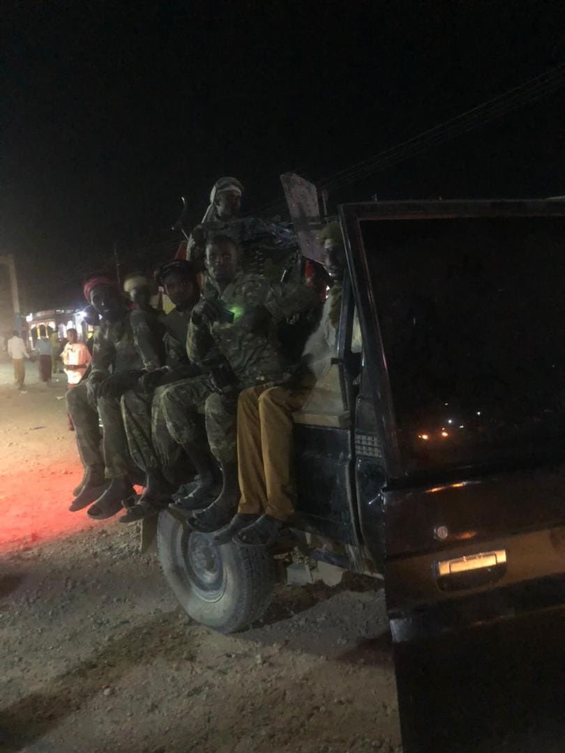 Units of SNA who had left #Mogadishu arrived in Galkayo town  by a road trip. It was difficult before 4 months that Army & government officials to travel on 750KM road between Mogadishu & Galkayo. This is one of achievements gained by SNA and locals in the war against terrorists.