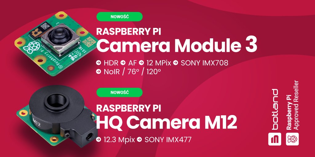 Botland_pl's tweet image. Premiera❗
Przedstawiamy dwie nowe kamery dedykowane do Raspberry Pi! Raspberry Pi Camera Module 3 oraz Raspberry Pi High HQ - M12 mount, która pozwala na wykorzystanie obiektywów z gwintem M12
botland.com.pl/1543-najnowsze…
#raspberrypicamera #RaspberryPiCameraHDV3