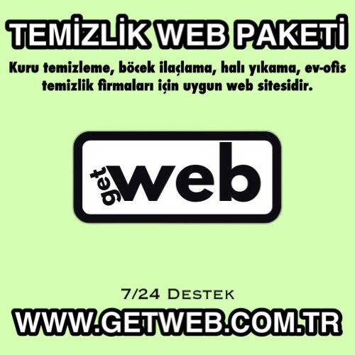 DBAJANS's tweet image. Temizlik sektöründe hizmet veren firmalarımızı unutmadık. #Böcek #ilaçmala - #evtemizliği - #ofistemizliği - #kurutemizleme  ve daha fazlası için resmi web sitemizi ziyaret ediniz

Getweb hazır web site tasarımları 24 saatte teslim edilir, türkçe yönetim paneli ile yayına alınır.