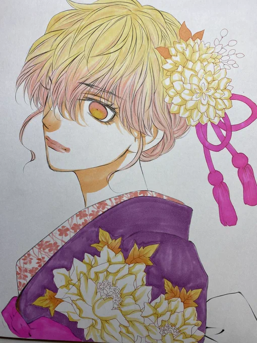 本日成人式なのでリクエスト色紙描いてます! 