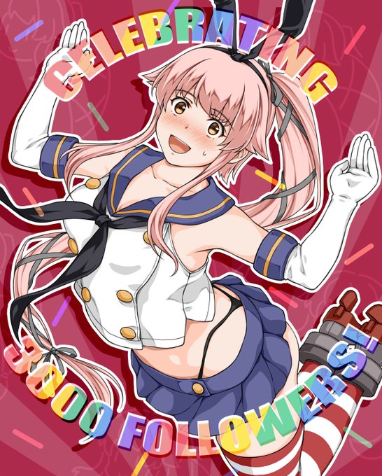 昨年末に描くと言っていた3000フォロワー記念の「島風コスの由良」。最終的にこうなりました。今後ともどうぞよろしくお願いします。#由良 #艦これ 