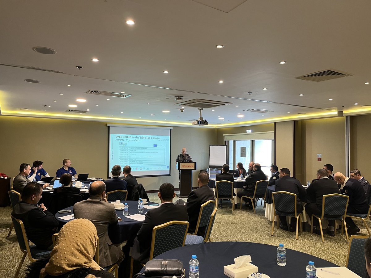 CoE_CERIDES's tweet photo. #PDEX TTX Amman 🇯🇴 is underway. HE the Ambassador of 🇨🇾 Mr Michalis Ioannou provided the opening remarks, followed by the Director of Disaster Planning of 🇯🇴 https://t.co/TsHhuXLzYu